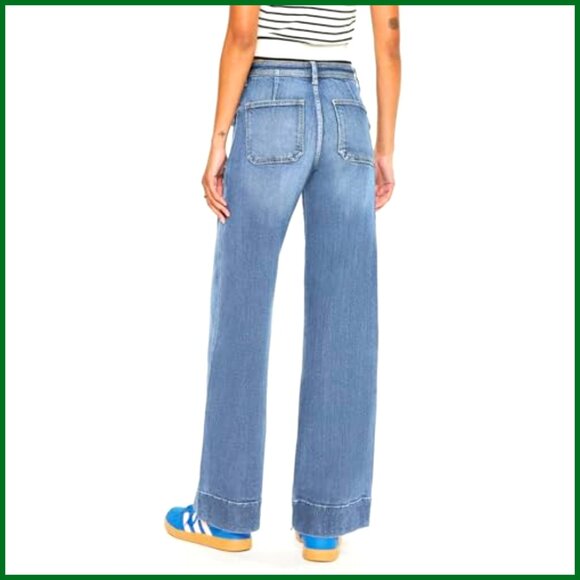 Wide Leg Jeans Tummy Control High Waisted Straight Stretchy Denim Pants - Picture 6 of 7